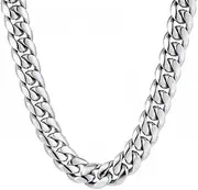 [Razzberry] Mens Stainless Steel Chunky Cuban Link Chain Necklace, 7mm Wide 60cm Length, Durable and Waterproof, with Black Velvet Gift Pouch (7)