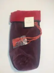 Pottery Barn NWT Plum Velvet Wine Bag With 100% Cotton Tassels