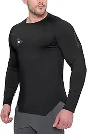 [BROKIG] Mens Armzip Long Sleeve Gym Tshirts, Quick Dry Workout Compression Shirts Lightweight Running Sports Top with Zip Pocket
