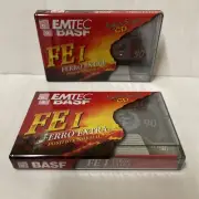 Two EMTEC/BASF FE I 90 Blank Audio Cassette Tapes - Normal Position - Sealed