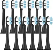 12 PCS Replacement Brush Heads, Compatible For SOOCAS X3/X3U/X5 Soft Colorful Toothbrush Clean Brush Vacuum Bristle Nozzles(12BlackBlue)