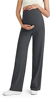 [G4Free] BareFeel Maternity Dress Yoga Pants Over The Belly Stretchy Work Slack Pregnancy Wide Leg Lounge Trousers