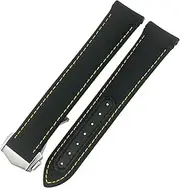 [MGTCAR] Folding Buckle Nylon Leather Watchband 20mm for Omega Seamaster AQUA TERRA 150 GMT Curved End Watch Strap