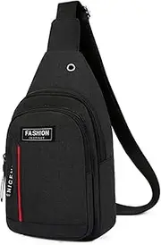 [Fomatrade] Sports Sling Bag Crossbody Shoulder Chest Travel Hiking Daypack Bicycle Bags for Mens Sling Bag One Shoulder Strap Crossbody Canvas Sports Chest Backpack with Earphone Hole(Gray)