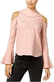 [American Rag] Juniors' Mock-Neck Cold-Shoulder Crepe Top