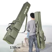 1.3m Folding Fishing Rod Bag Two Layers Fishing Pole Gear Tools Storage Backpack