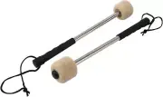 2Pcs Bass Drum Mallet Felt Percussion Timpani Sticks Stainless Steel Handle Whit