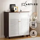 Artiss Shoe Rack Storage Cabinet 16 Pairs 4-tier Organiser Shelf Cupboard