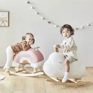 韓國INS兒童玩具木馬寶寶搖馬實木大人可坐搖椅嬰兒周歲生日禮物【林之舍】