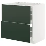 METOD / MAXIMERA base cab f hob/2 fronts/2 drawers, white/Havstorp deep green, 80x60x80 cm