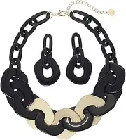 [Coiris] Statement Chunky Necklace Metal Punk Acrylic Cuban Link Chain Necklaces Bohemian Tortoise Shell Acrylic Resin Chain Link