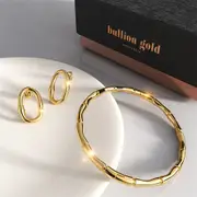 Boxed Tropical Gold Bangle And Earrings Set