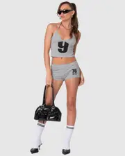 EDIKTED Womens Jordan Micro Shorts GREY-MELANGE