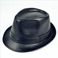 在飛比找樂天市場購物網優惠-新款英倫男士皮革爵士帽子男禮帽冬天保暖皮帽潮流中老年帽子