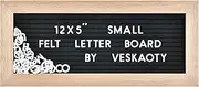 Small Felt Letter Board with 374 Letters, Numbers & Symbols - 12 x 5 inch Mini Changeable Message Board with Wooden Frame Wall Mount Hook (Black)