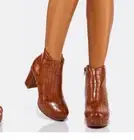 Brown Croc Disco Platform Boots Size 38/7
