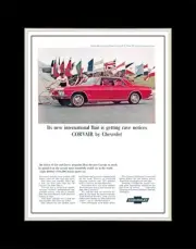 1965 Chevy Corvair Monza Sport Sedan in Regal Red - Matted for 11x14 Frame