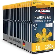 ANSMANN Hearing Aid Batteries [Pack of 120] Size 10 Yellow Zinc Air Hearing-Aid Suitable for Hearing Aids, Sound Amplifier - 1.45V Mercury Free