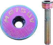 sourcing map 1 1/4" OD Bicycle Headset Stem Top Cap Aluminum Alloy Cycling Headset Cover Stem with Rainbow Color M6 Bolt for Mountain Bicycle Road Bicycle MTB, Colorful