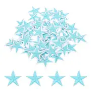 5Star Iron on Patches Embroidered Sew Patches Appliques Light Blue 50pcs