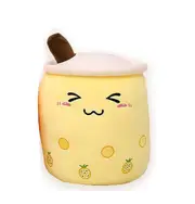 Giant Boba Milk Tea Plush Doll - Soft, Stuffed Cup Pillow, Yellow - 24cm