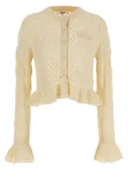 [Chloé] Chloé-Pointelle Cardigan Maglioni Bianco-Donna M