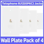 4 Pack Phone Wall Plate 6P6C RJ11 RJ12 Telephone Line Jack Faceplate - White