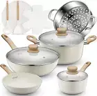 FOHERE 15 PCS Pots and Pans Set, Non-Stick Ceramic Cookware Sets, Kitchen Induct