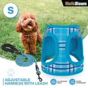 Dog Puppy Harness & Leash Set Adjustable Control Soft Mesh Reflective Vest Blue