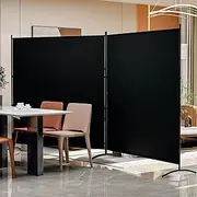 Room Divider 126''W x 70''H Large 2 Panel Privacy Screen for Room Partitions, Portable Room Divider Screen for Room Separtion, Freestanding Fabric Wall Divider for Office, School, Room Separator Black
