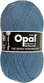Opal Uni (425m) 4-Ply Yarn - Wool-Blend, Bright Solid Colours Yarn for Warm Socks and Sweaters, 5195 Jeansblau, 1 x 100g