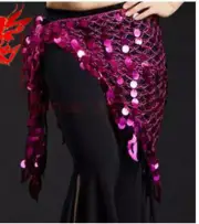 Women Belly Dance Clothes Sexy Big Sequins Belly Dance Scarf Waist Belt