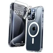 Magnetic Case for iPhone 15 Pro [Military Grade Drop Protection], Transparent