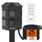 Outdoor Power Stake with Timer, 25FT Extension Cord Waterproof,Remote Control...