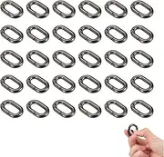 Sgphrzlt 30 Pack Small Oval Carabiner Clip, Heavy Duty Metal Spring Snap Hook, Mini Buckle Key Chain Loop Ring, Dog Tag Clip Necklace Pendant Clasps Connector for Bag Strap Jewelry Making, Black