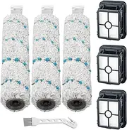 [Lemige] 3 Pack Replacement Brushes and Filters for Bissell CrossWave Max 2554 2590 2593 2596 for HydroSteam Plus 35151 3515 35152 3513 3518 Vacuums, Part 1618638, 1608684