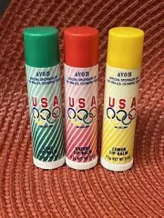 Lot of 3 Vintage Avon Team USA Lip Balm 1996 Olympics RARE Lemon,Cherry,Lime