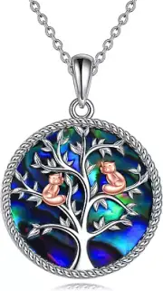 Tree of Life Red Panda Pendant Necklace Gifts for Women Girls Sterling Silver