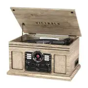 6-in-1 Nostalgic Bluetooth Record Player with 3-Speed Turntable