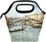 Mydaily Lunch Box Venice Landscape Vintage Painting Reusable Insulated School Lunch Bag for Women Kids