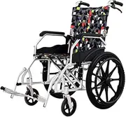 Manual Wheelchair Aluminum Alloy Lightweight Elderly Wheelchair Car Elderly Manual Portable Trolley Folding Compact and Easy to Store,Portable (20 Inches One Size)