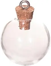 [INNSPIRO] Pendant Glass Bottle Ball Transparent with Cork Stopper, 24 x 30 mm, 24 x 30 mm, Glass, No Gemstone, 24x30mm., Glass, No Gemstone
