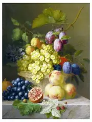 Tile Mural Flowers Fruit Plum Grapes Raspberry Kitchen Backsplash Marble Ceramic
