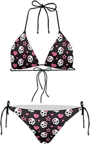 [JEOCODY] Women's High Waist Halter Bikini Set Two Piece Swimsuits Triangle Bikini Sets