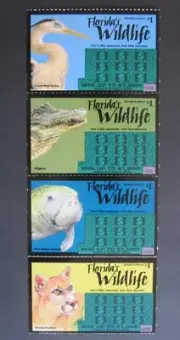 Florida Wildlife Instant SV Lottery Ticket Set, Alligator,Manatee