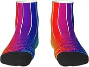 [JBYJBX] Rainbow Striped Print Adult Socks Womens Mens Workout Thermal Cozy All-Season Gift Holiday Articles Use