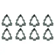 8x R&M Snow Covered Tree Cookie Cutter Polyresin Coated Steel Mould 9cm Green