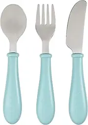 Beaba Stainless Steel Training Cutlery Set, Light Blue (3 Pieces)