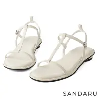 在飛比找Yahoo奇摩購物中心優惠-山打努SANDARU-涼鞋 工字細帶低跟圓跟涼鞋-白