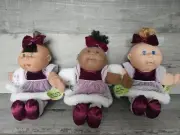 Vtg Lot Christmas Holiday Cabbage Patch Baby Doll Matching Velvet Outfits Rare